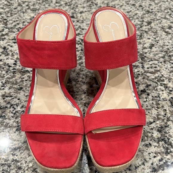 JESSICA SIMPSON WOMEN SIZE 10M FUSCHIA SIERA WEDGE SANDAL - Picture 8 of 17